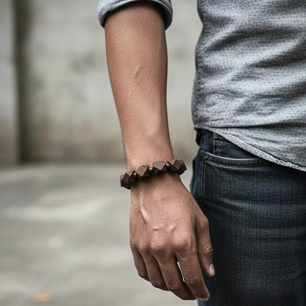 THE MEN THING Pearl / Bead Necklace COMBO — SOLBARK Wooden Beads Bracelet × Tribal Tooth Pendant Necklace