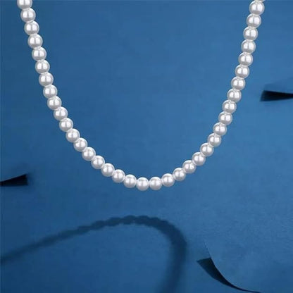 THE MEN THING Pearl / Bead Necklace COMBO — White Aura Pearl Necklace & Howlite Beads Bracelet