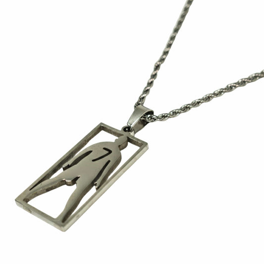 THE MEN THING Pearl / Bead Necklace CR7 TRIBUTE FRAME - 16mm Titanium Steel Pendant with 20inch 4mm Twisted Rope Chain for Men & Boys