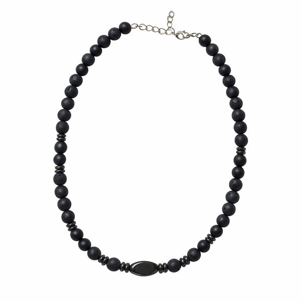 FENRIK - 8mm Beads Necklace with Natural Stone Mens & Boys (19-21 inch with adjustable cable chain)