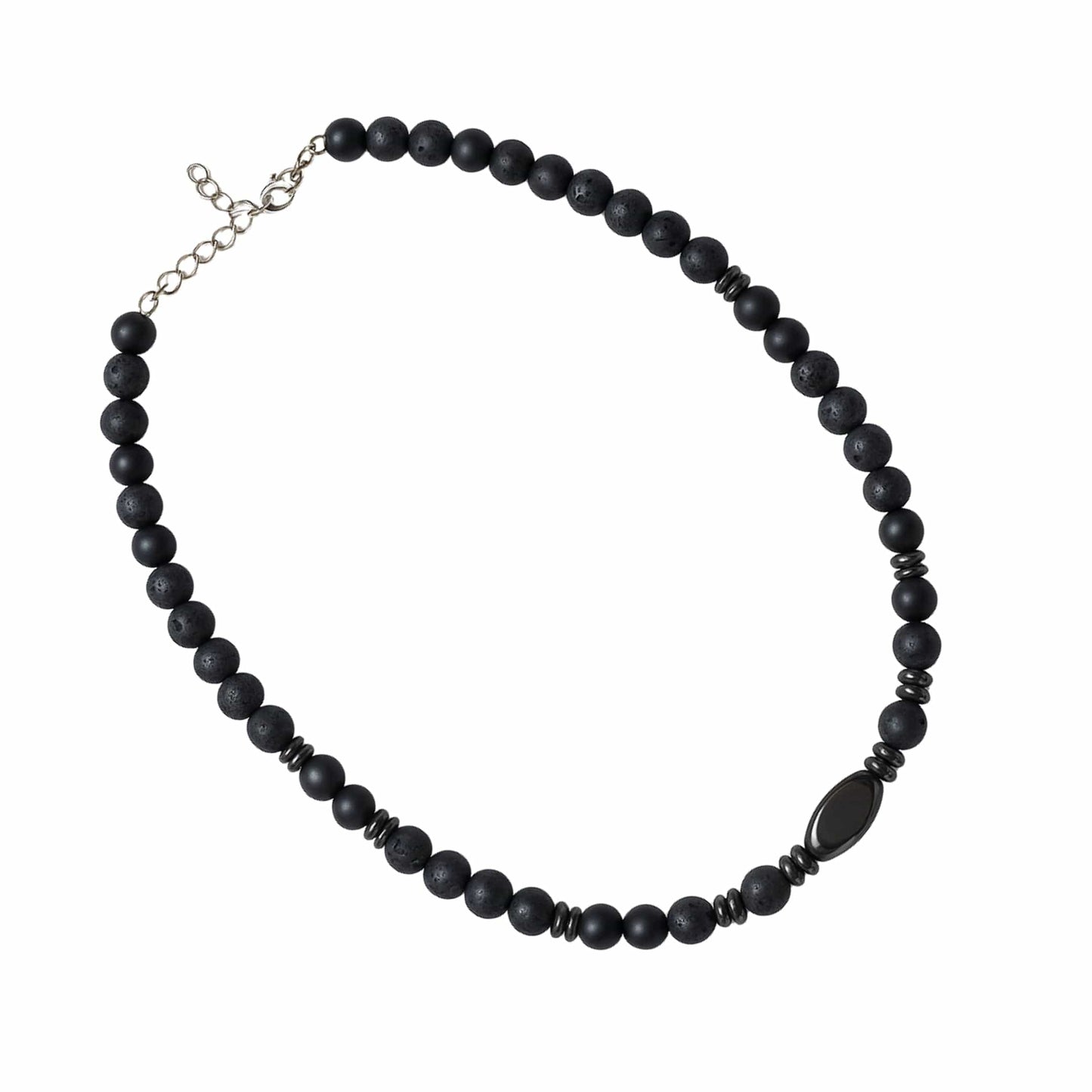 THE MEN THING Pearl / Bead Necklace FENRIK - 8mm Beads Necklace with Natural Stone Mens & Boys (19-21 inch with adjustable cable chain)