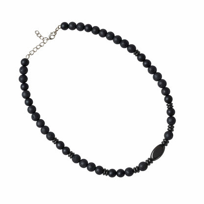 THE MEN THING Pearl / Bead Necklace FENRIK - 8mm Beads Necklace with Natural Stone Mens & Boys (19-21 inch with adjustable cable chain)