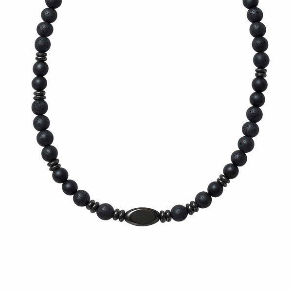 FENRIK - 8mm Beads Necklace with Natural Stone Mens & Boys (19-21 inch with adjustable cable chain)