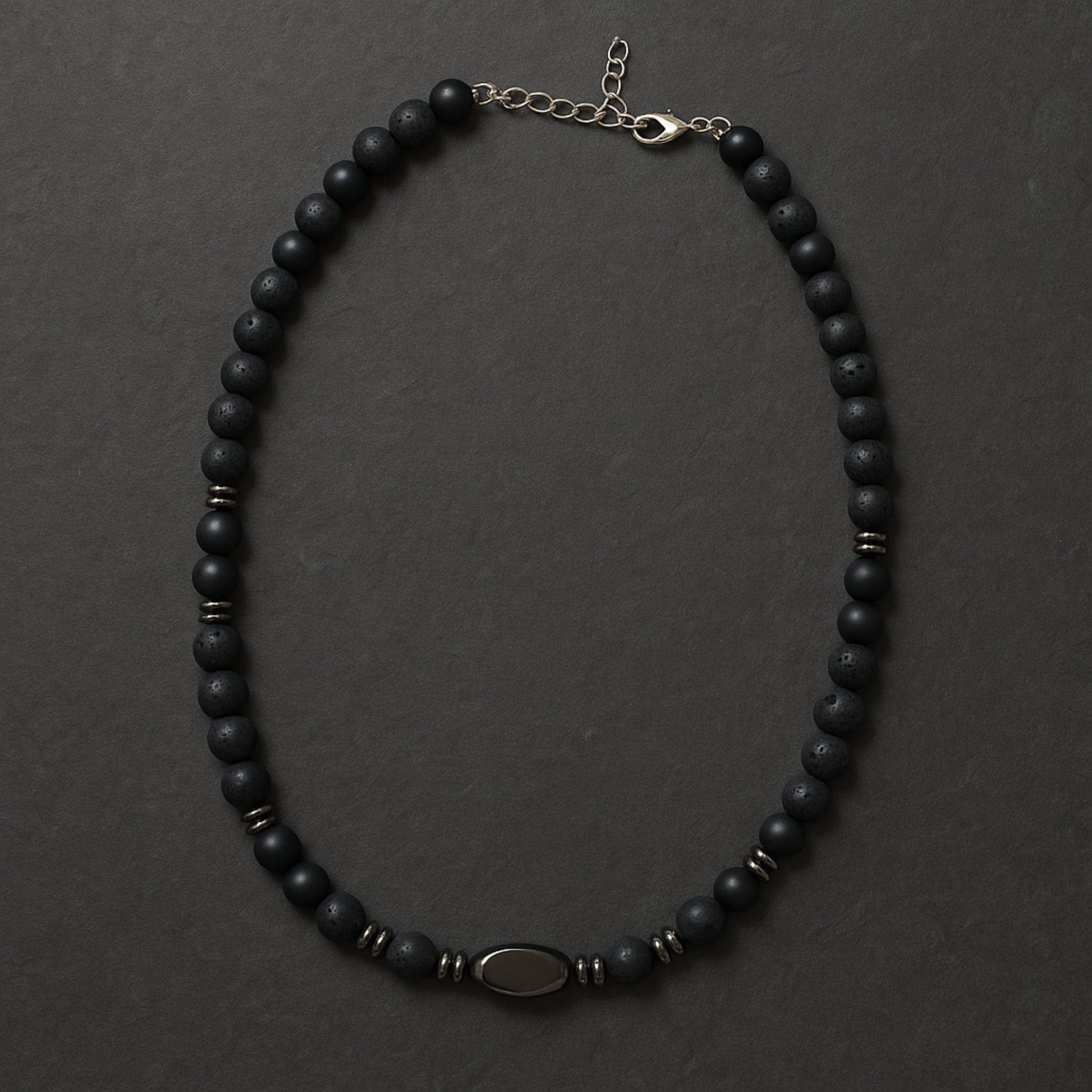 THE MEN THING Pearl / Bead Necklace FENRIK - 8mm Beads Necklace with Natural Stone Mens & Boys (19-21 inch with adjustable cable chain)