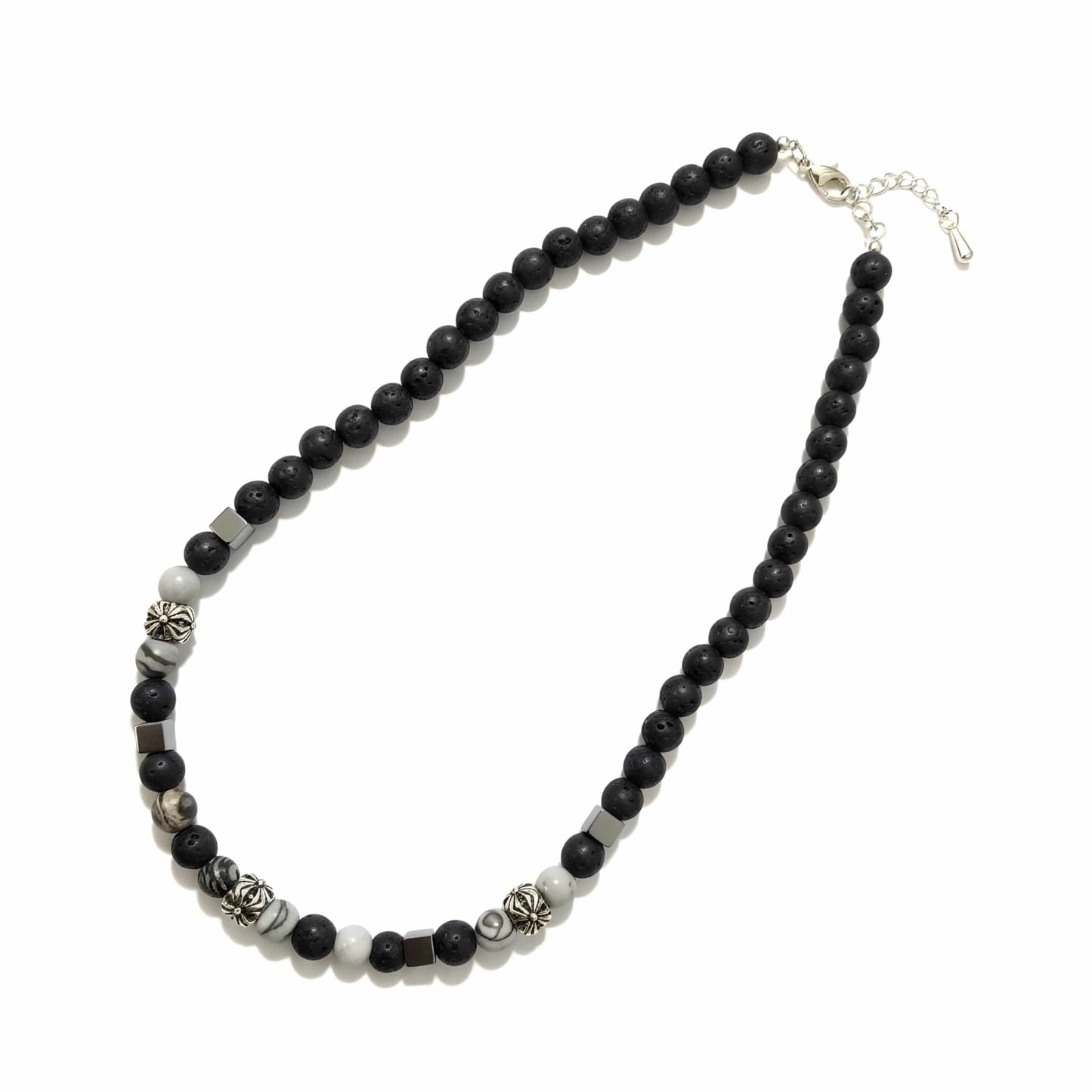 THE MEN THING Pearl / Bead Necklace KAELIX - 8mm Beads Necklace with Natural Stone Mens & Boys (19-21 inch with adjustable cable chain)