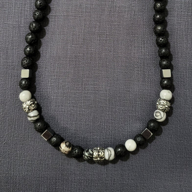 KAELIX - 8mm Beads Necklace with Natural Stone Mens & Boys (19-21 inch with adjustable cable chain)