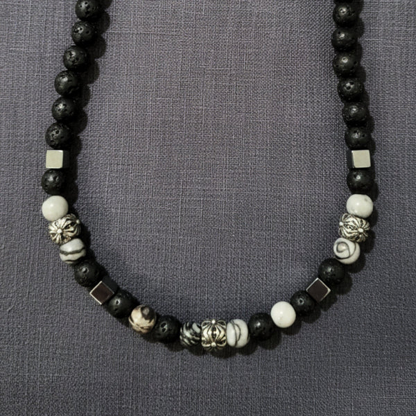 KAELIX - 8mm Beads Necklace with Natural Stone Mens & Boys (19-21 inch with adjustable cable chain)