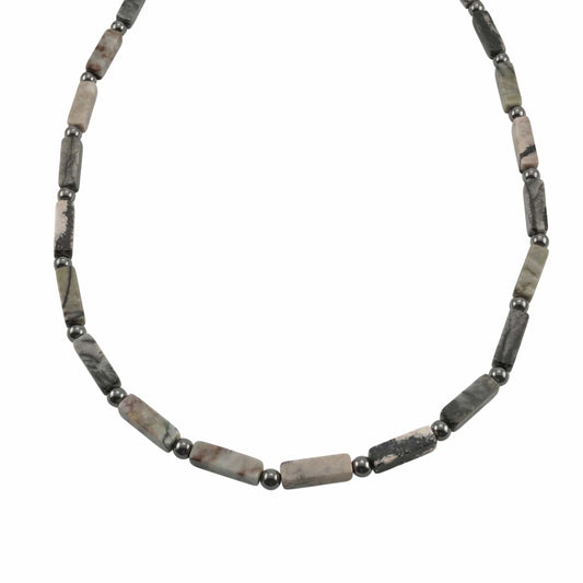 THE MEN THING Pearl / Bead Necklace MARBLIX - 5mm Beads Necklace with Natural Stone Mens & Boys (17-19 inch with adjustable cable chain)