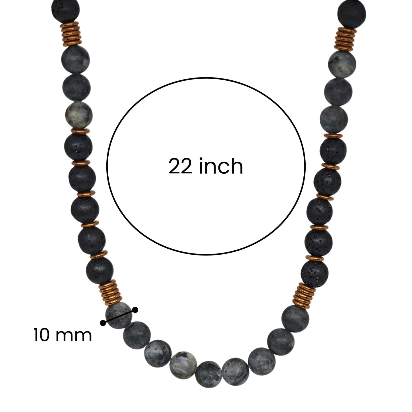 THE MEN THING Pearl / Bead Necklace OBSIDIAN FORGE - 10 mm Beaded Necklace for Men and Boys 22 inch