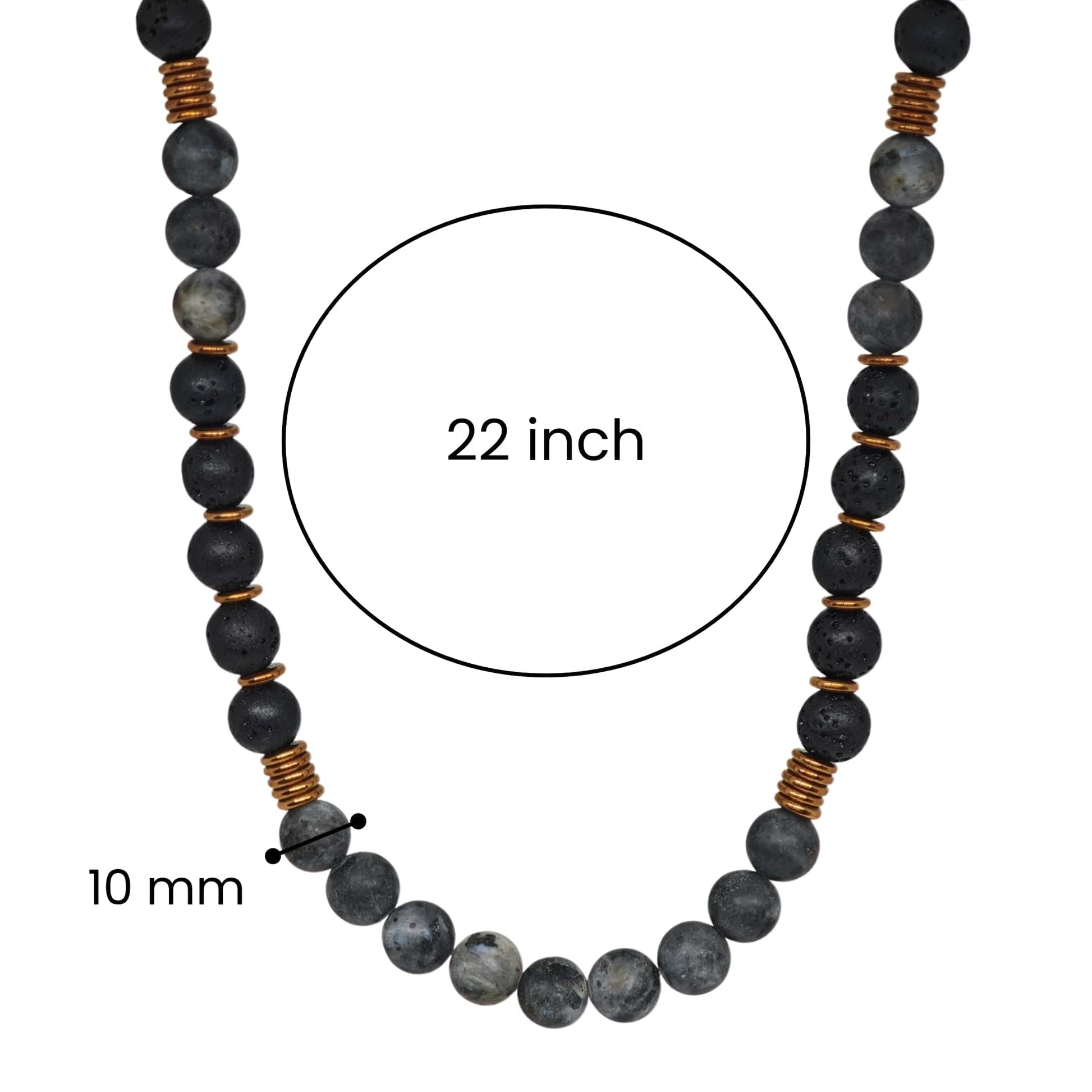 THE MEN THING Pearl / Bead Necklace OBSIDIAN FORGE - 10 mm Beaded Necklace for Men and Boys 22 inch