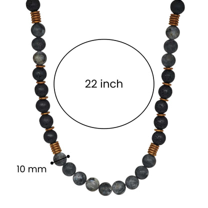 THE MEN THING Pearl / Bead Necklace OBSIDIAN FORGE - 10 mm Beaded Necklace for Men and Boys 22 inch