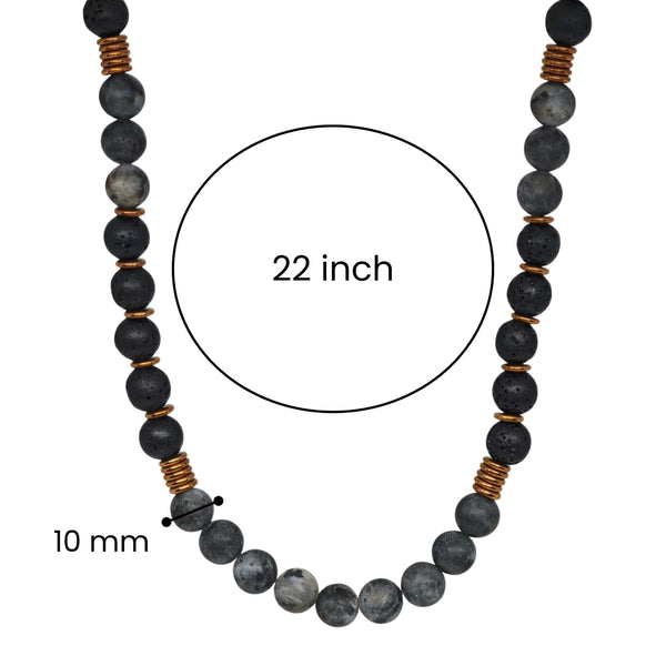 OBSIDIAN FORGE - 10 mm Beaded Necklace for Men and Boys 22 inch