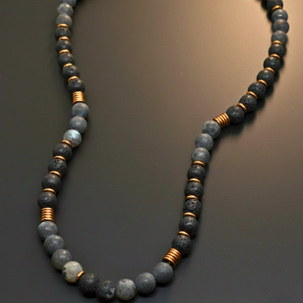 OBSIDIAN FORGE - 10 mm Beaded Necklace for Men and Boys 22 inch