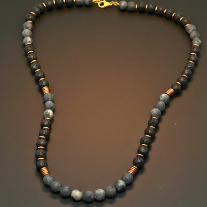 THE MEN THING Pearl / Bead Necklace OBSIDIAN FORGE - 10 mm Beaded Necklace for Men and Boys 22 inch