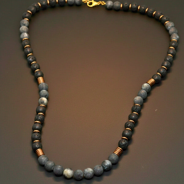 OBSIDIAN FORGE - 10 mm Beaded Necklace for Men and Boys 22 inch