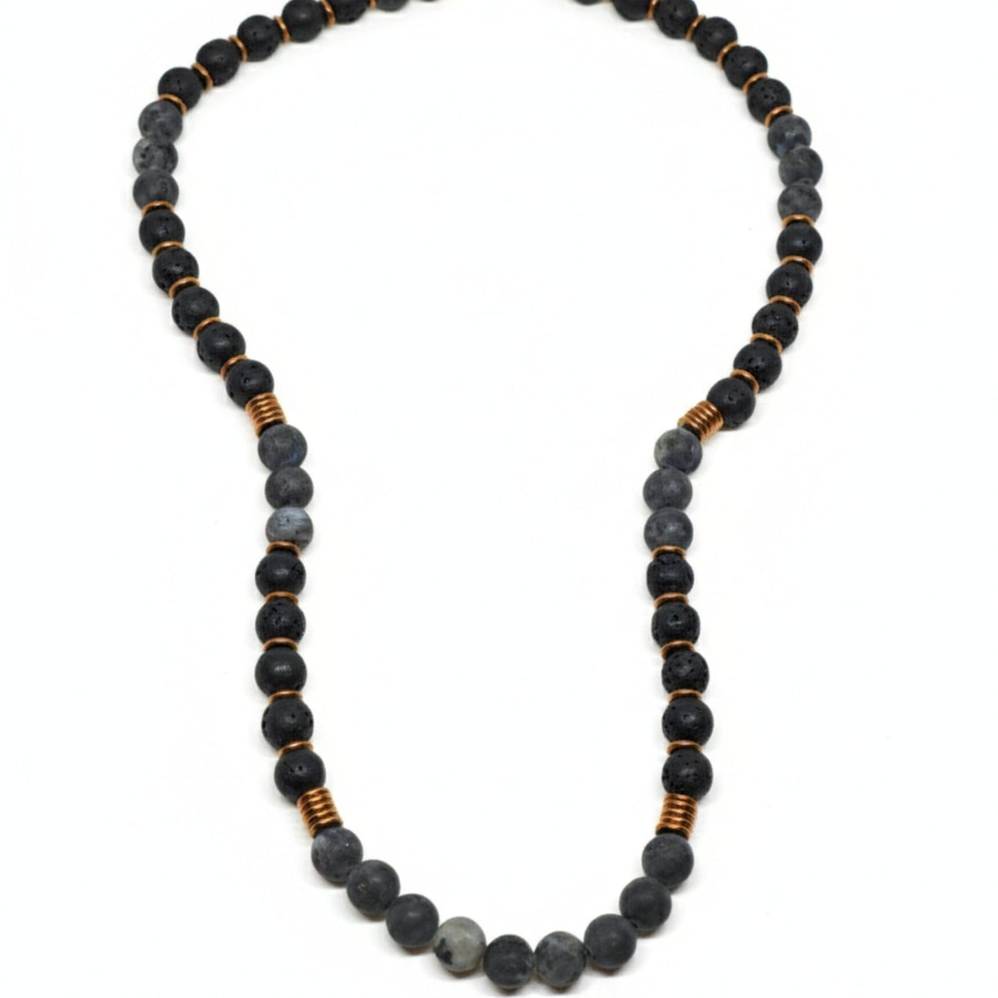 THE MEN THING Pearl / Bead Necklace OBSIDIAN FORGE - 10 mm Beaded Necklace for Men and Boys 22 inch