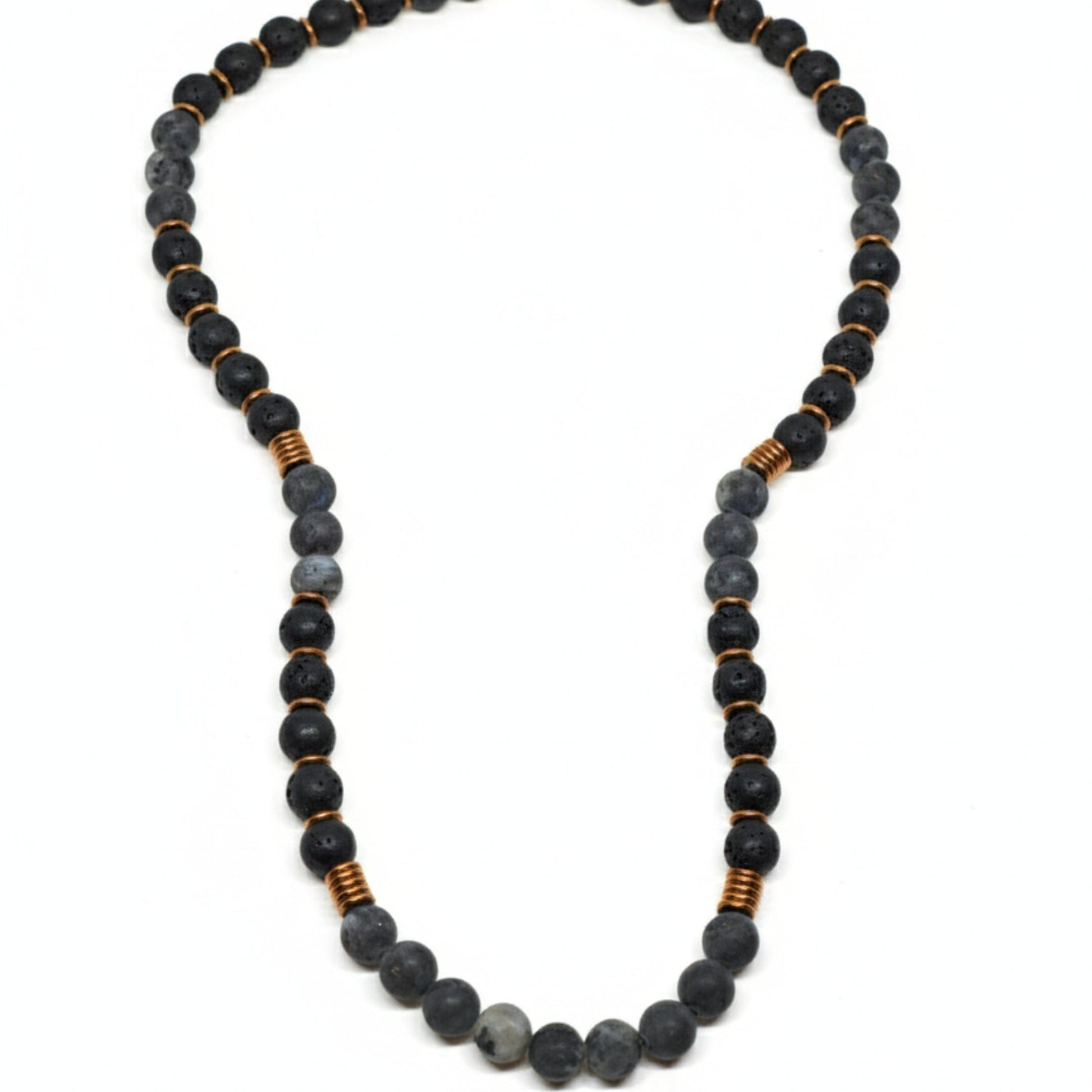 THE MEN THING Pearl / Bead Necklace OBSIDIAN FORGE - 10 mm Beaded Necklace for Men and Boys 22 inch