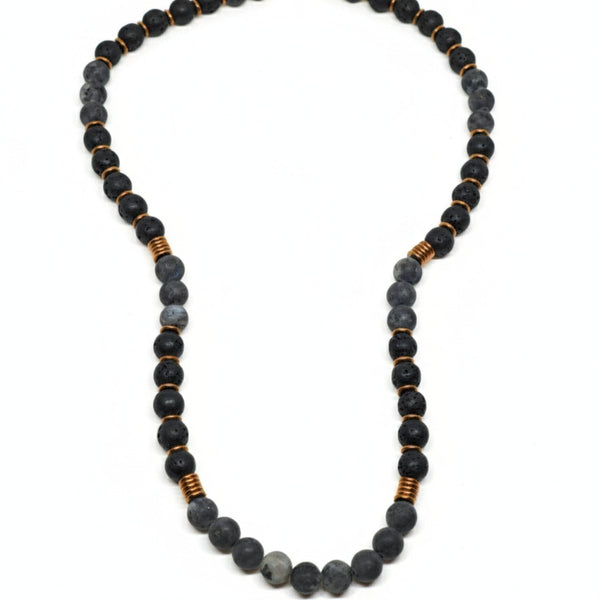 OBSIDIAN FORGE - 10 mm Beaded Necklace for Men and Boys 22 inch