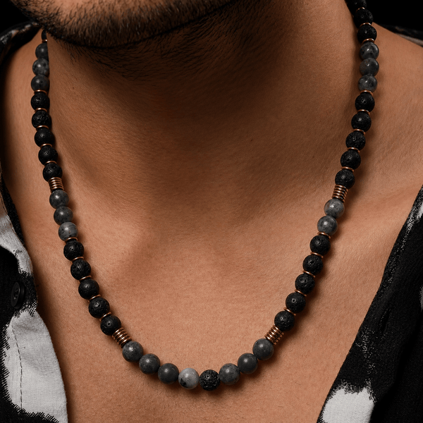 OBSIDIAN FORGE - 10 mm Beaded Necklace for Men and Boys 22 inch