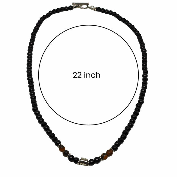 ONYX FUSION - 7 mm Beaded Necklace for Men and Boys 22 inch