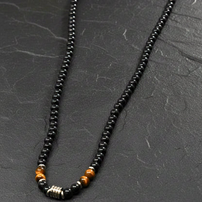 THE MEN THING Pearl / Bead Necklace ONYX FUSION - 7 mm Beaded Necklace for Men and Boys 22 inch