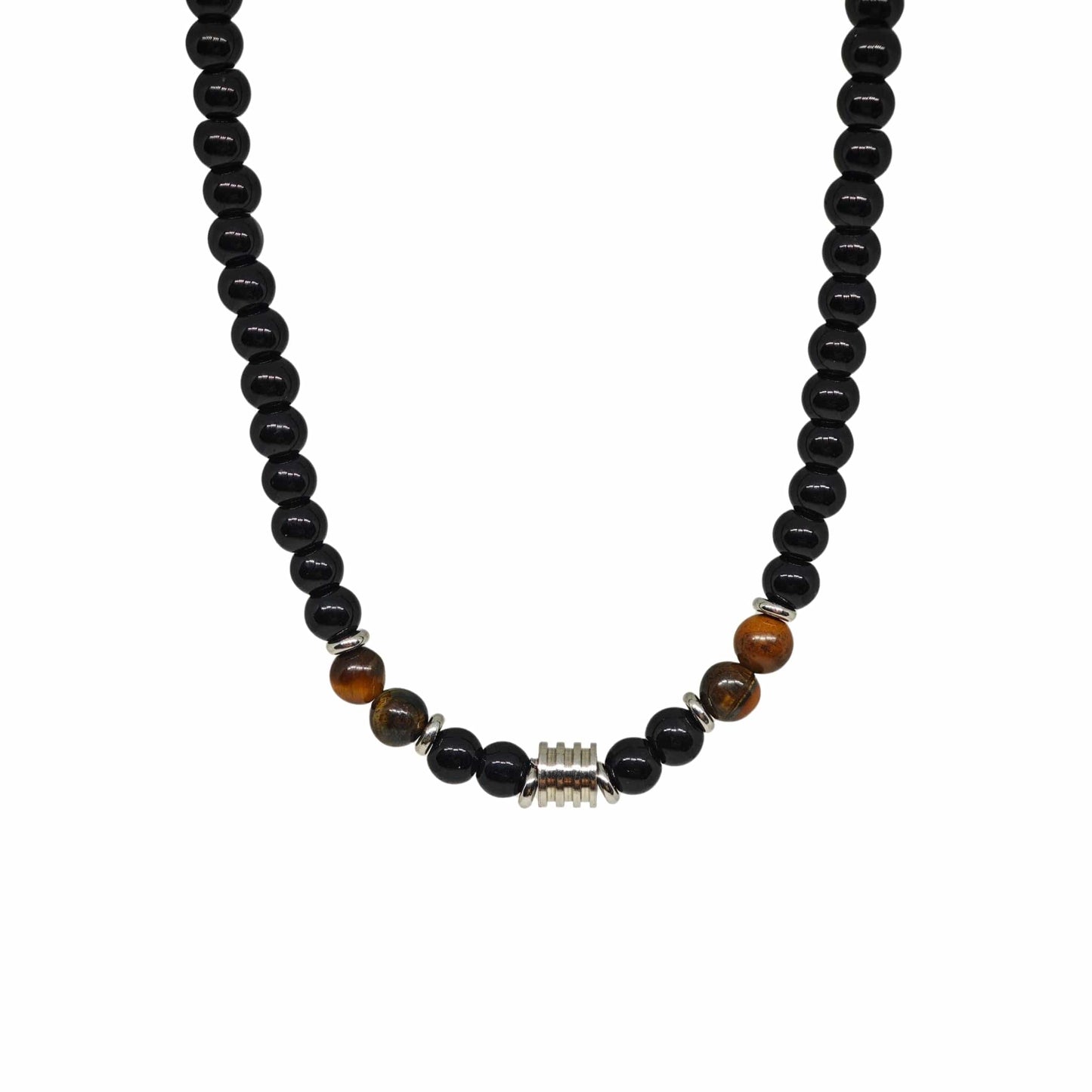 THE MEN THING Pearl / Bead Necklace ONYX FUSION - 7 mm Beaded Necklace for Men and Boys 22 inch
