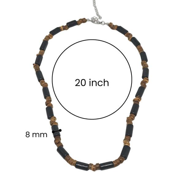 ONYX TIMBER - 8 mm Beaded Necklace for Men and Boys (20 inches with adjustable cable chain)