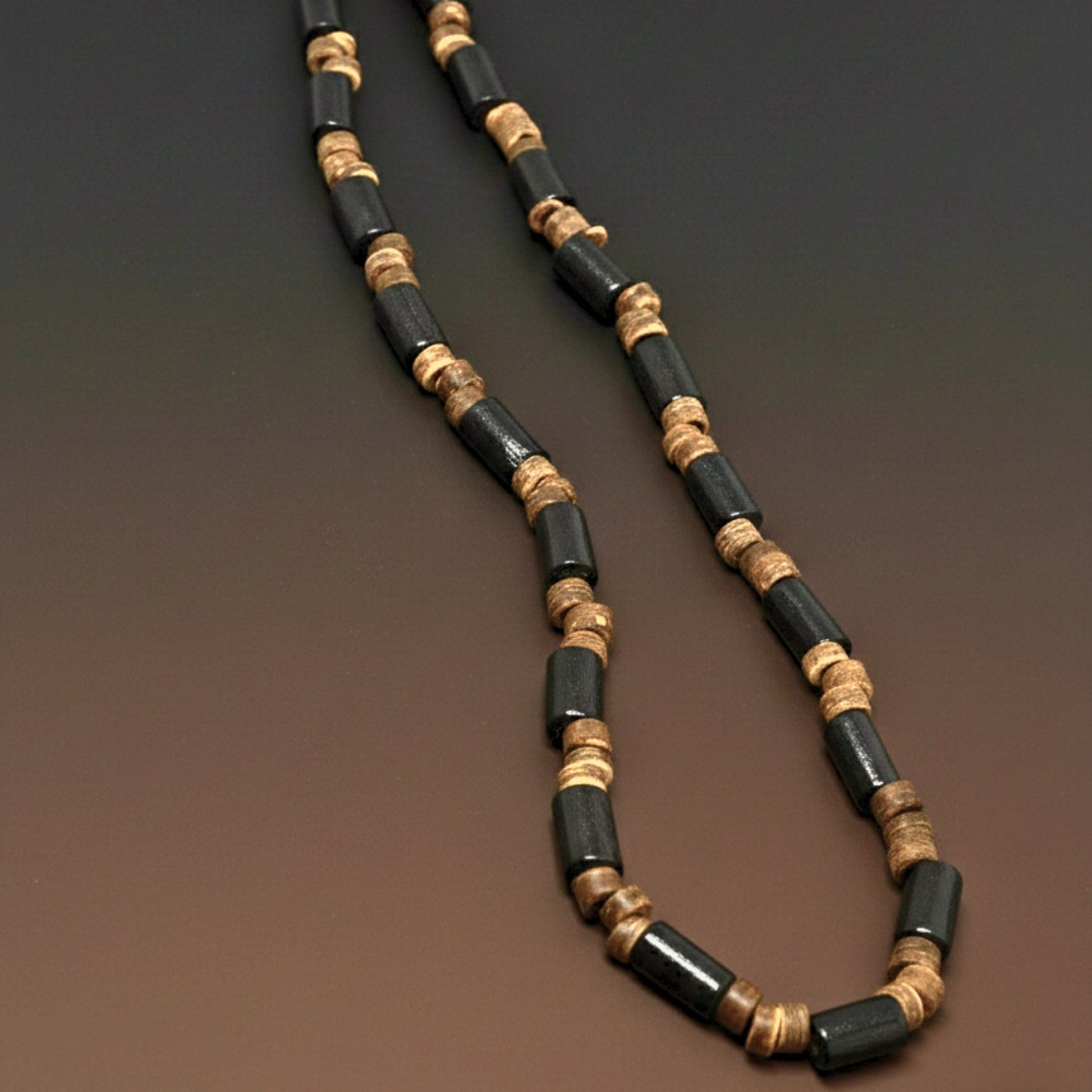THE MEN THING Pearl / Bead Necklace ONYX TIMBER - 8 mm Beaded Necklace for Men and Boys (20 inches with adjustable cable chain)