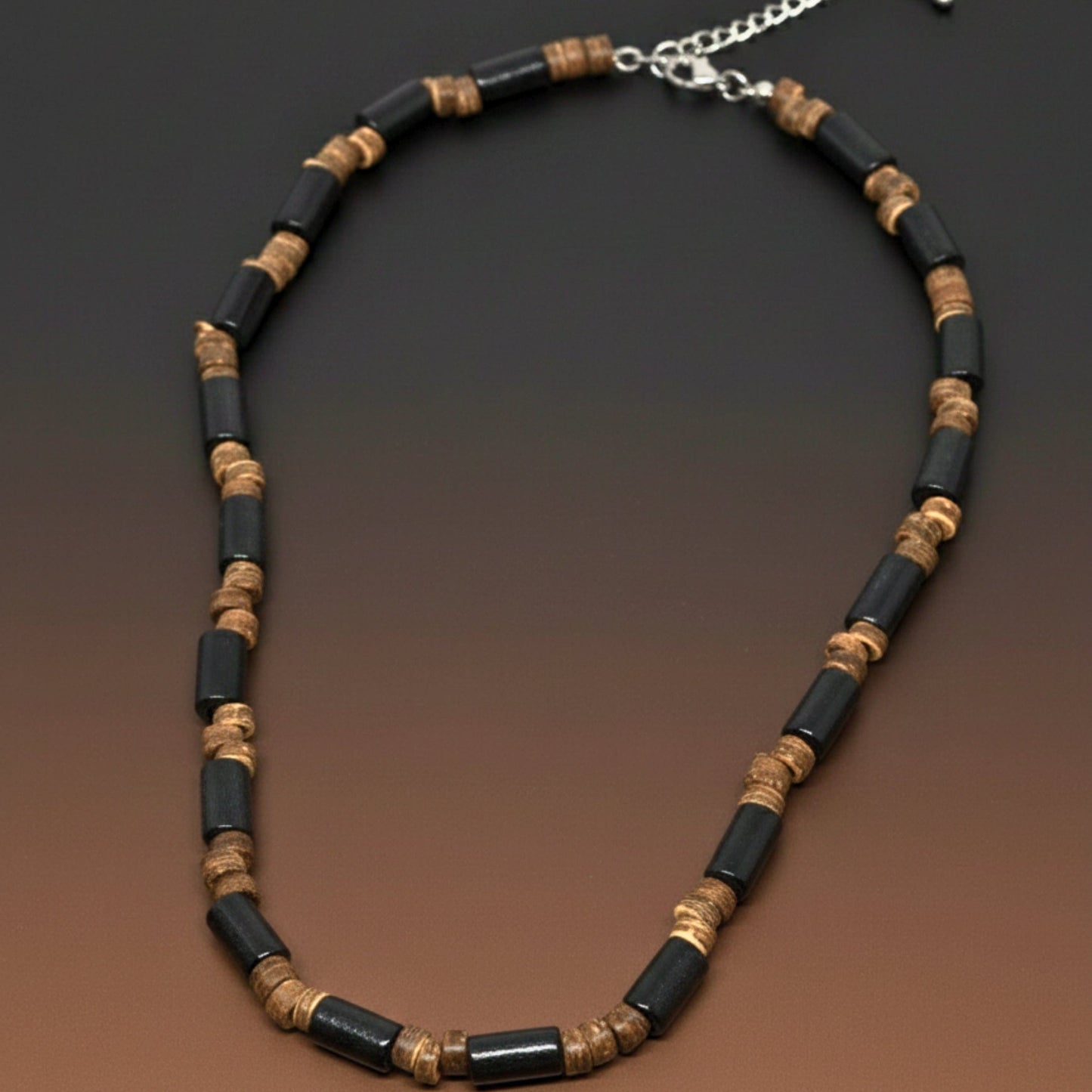 THE MEN THING Pearl / Bead Necklace ONYX TIMBER - 8 mm Beaded Necklace for Men and Boys (20 inches with adjustable cable chain)