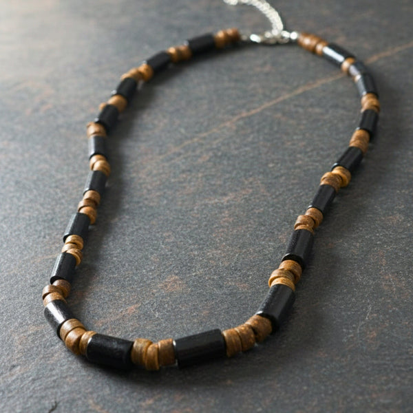ONYX TIMBER - 8 mm Beaded Necklace for Men and Boys (20 inches with adjustable cable chain)