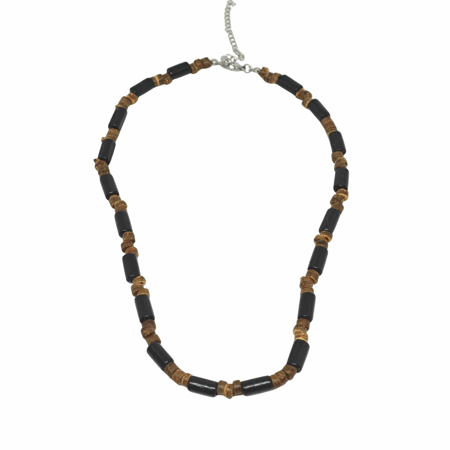THE MEN THING Pearl / Bead Necklace ONYX TIMBER - 8 mm Beaded Necklace for Men and Boys (20 inches with adjustable cable chain)