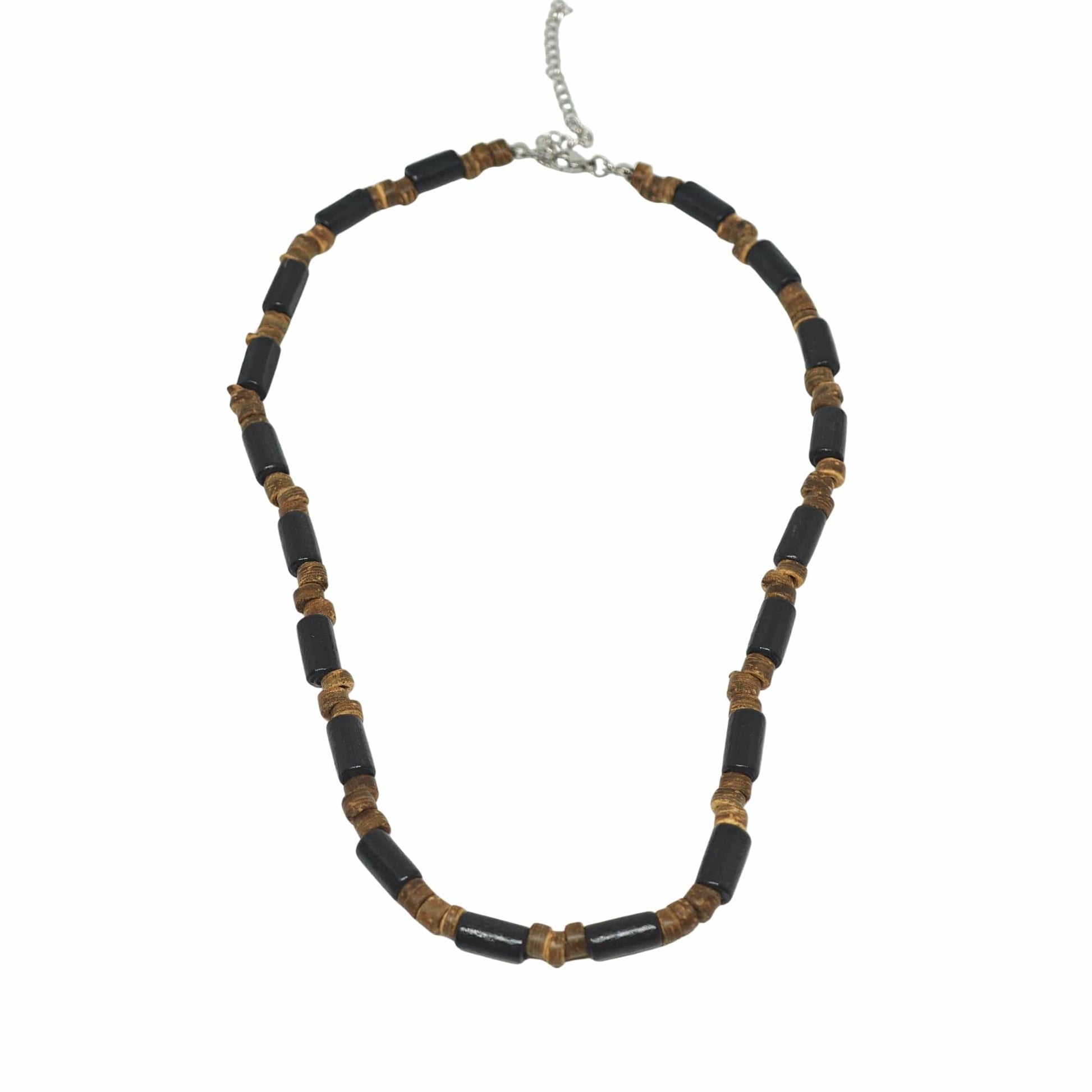 THE MEN THING Pearl / Bead Necklace ONYX TIMBER - 8 mm Beaded Necklace for Men and Boys (20 inches with adjustable cable chain)