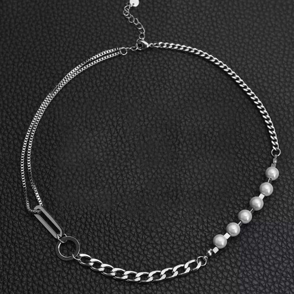 PEARL RUGGED - Pure Titanium Steel Necklace with 23 inch Cuban Chain for Men & Boys
