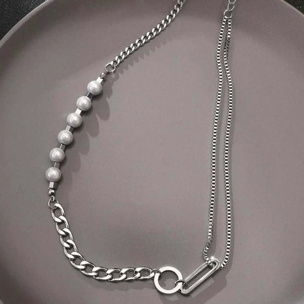 PEARL RUGGED - Pure Titanium Steel Necklace with 23 inch Cuban Chain for Men & Boys