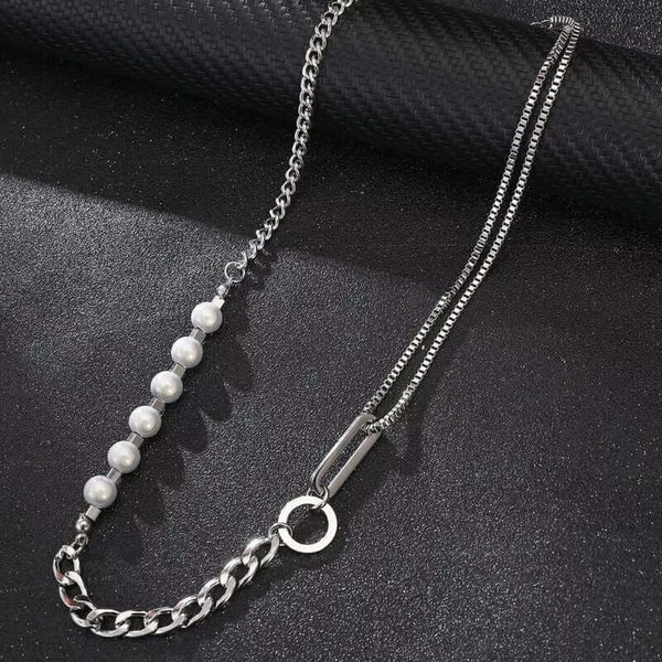 PEARL RUGGED - Pure Titanium Steel Necklace with 23 inch Cuban Chain for Men & Boys