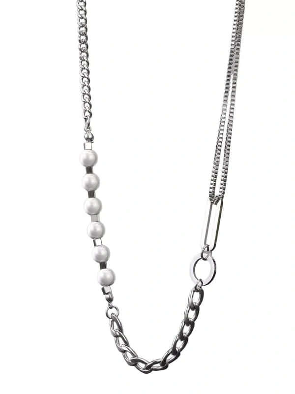 PEARL RUGGED - Pure Titanium Steel Necklace with 23 inch Cuban Chain for Men & Boys