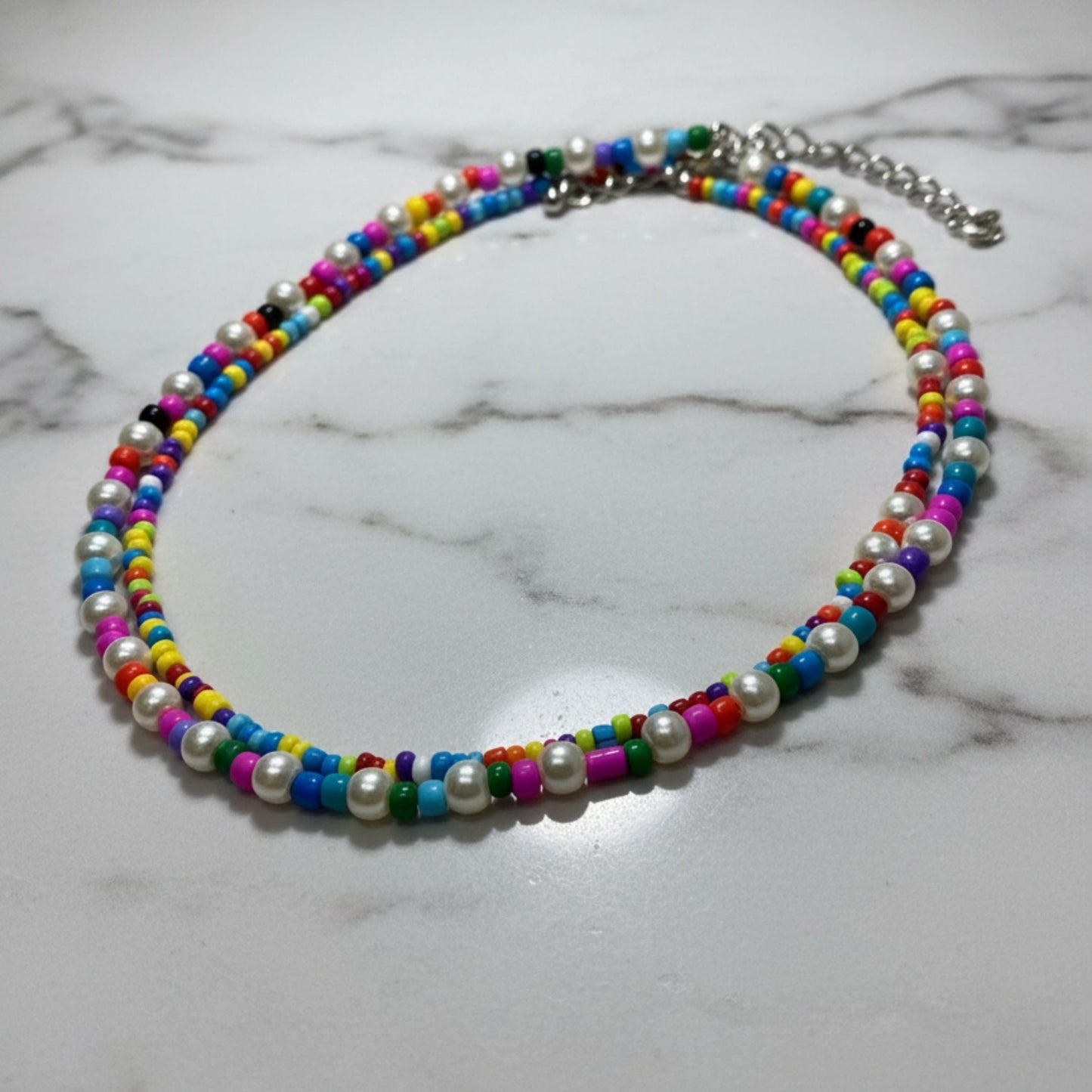 THE MEN THING Pearl / Bead Necklace RAINBOW BLISS - Multi-Layer Beads Necklace for Men & Boys (20 inch)