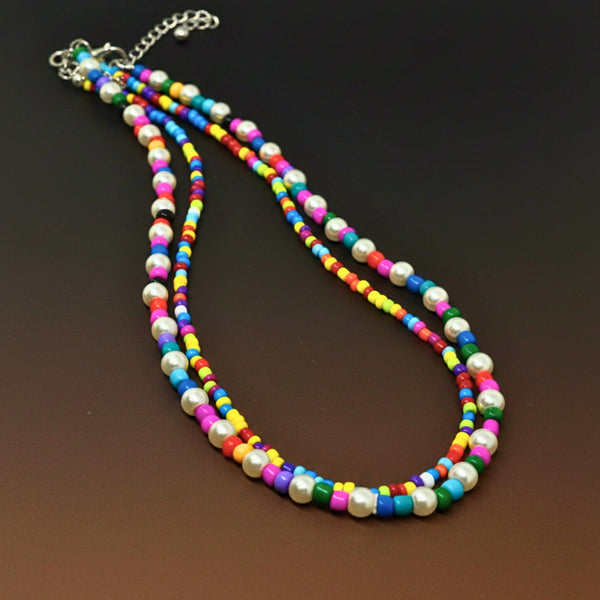 RAINBOW BLISS - Multi-Layer Beads Necklace for Men & Boys (20 inch)