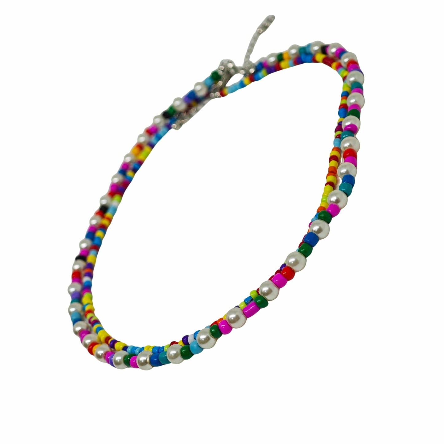 THE MEN THING Pearl / Bead Necklace RAINBOW BLISS - Multi-Layer Beads Necklace for Men & Boys (20 inch)