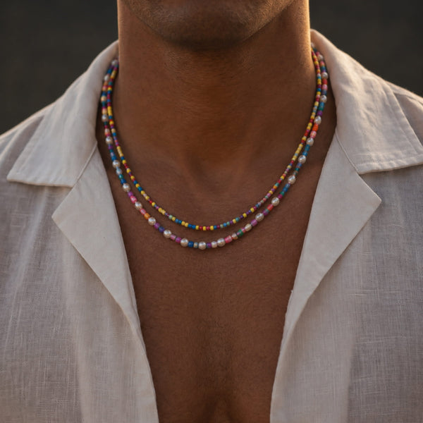 RAINBOW BLISS - Multi-Layer Beads Necklace for Men & Boys (20 inch)