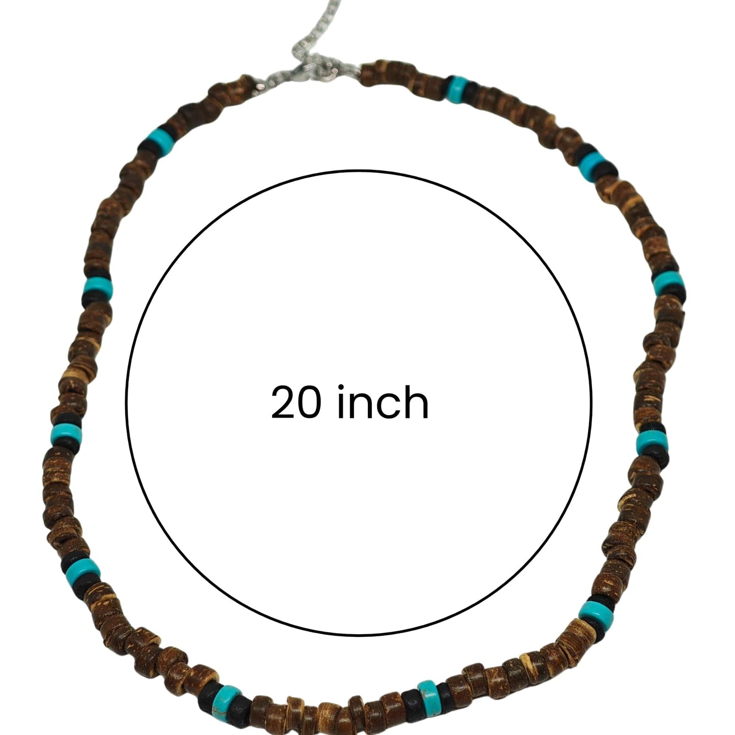 THE MEN THING Pearl / Bead Necklace RUSTIC WAVE - 8 mm Beaded Necklace for Men and Boys (20 inches with adjustable cable chain)