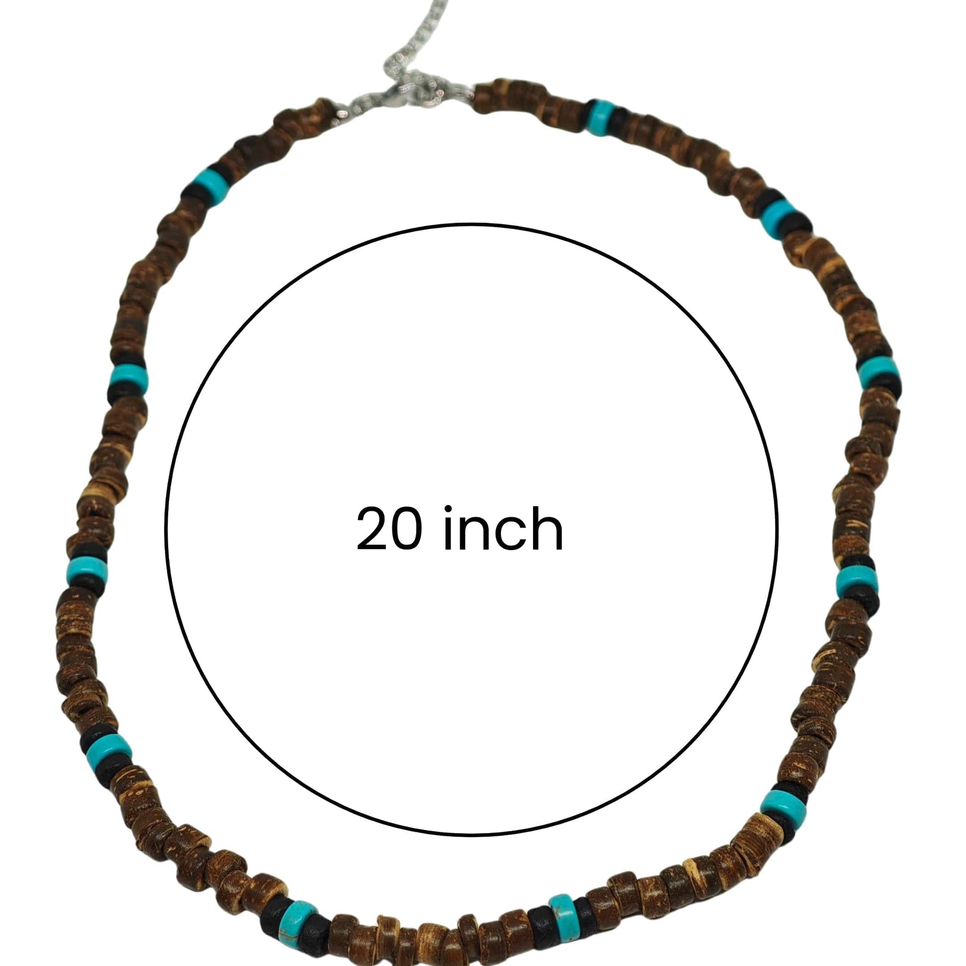 THE MEN THING Pearl / Bead Necklace RUSTIC WAVE - 8 mm Beaded Necklace for Men and Boys (20 inches with adjustable cable chain)