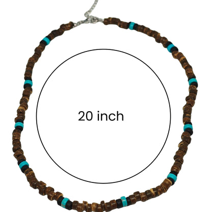 THE MEN THING Pearl / Bead Necklace RUSTIC WAVE - 8 mm Beaded Necklace for Men and Boys (20 inches with adjustable cable chain)
