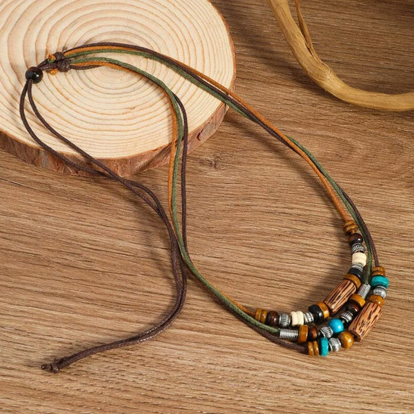 WILDWOOD ADVENTURE - Genuine Wooden Beaded Necklace and Bracelet Set for Men & Boys (Adjustable)