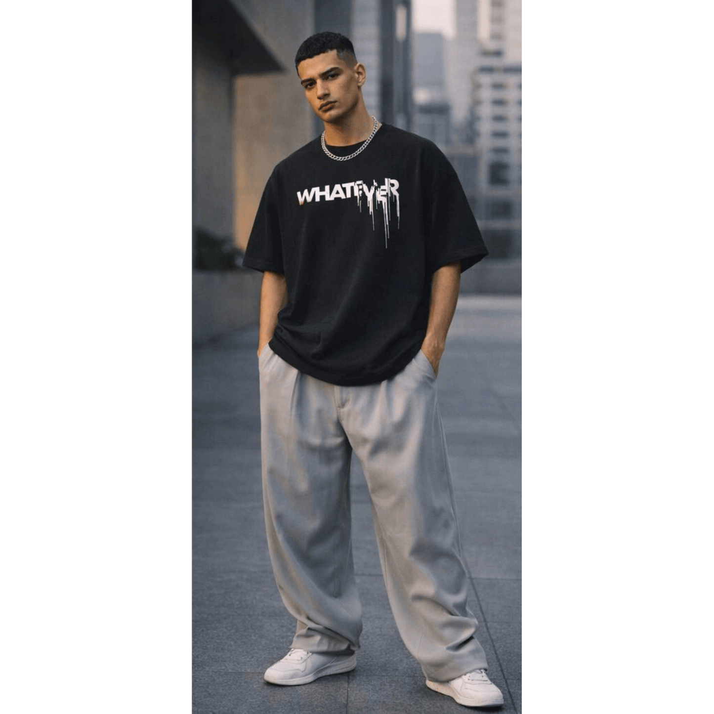 THE MEN THING REBEL DRIP Oversized T-Shirt - Black