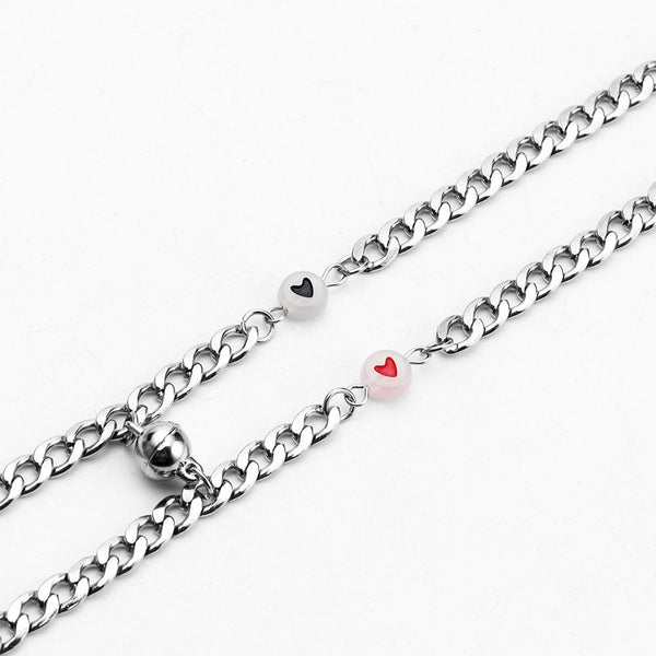 MINIMAL HEART Pure Stainless Steel Chain Bracelet with Lobster Clasp for Men & Women (8 Inch, Multi-Color)