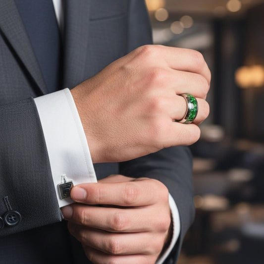 THE MEN THING Rings 15 MOSS REALM RING - Pure Stainless Steel Men’s Steel-Plated Ring - (Size : 15)