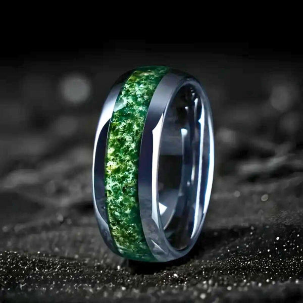 MOSS REALM RING - Pure Stainless Steel Men’s Steel-Plated Ring - (Size : 15)