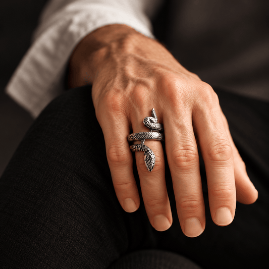 THE MEN THING Rings 16 COBRA CREST RING - Pure Stainless Steel Men’s Steel-Plated Ring – Statement Luxury Jewelry (Size : 16-23-28)