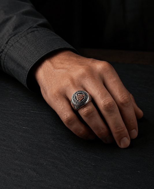 THE MEN THING Rings 16 / Gold Vintage TRIVALK - Norse-Inspired Titanium Steel Ring with Rune & Valknut Symbol - Viking Style